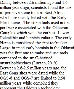 Behavior of Early Homo